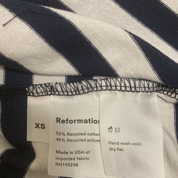 NWT Reformation Jeans White/Navy Nautical Stripe Long Sleeve Top. Oversized XS. - Picture 9 of 9